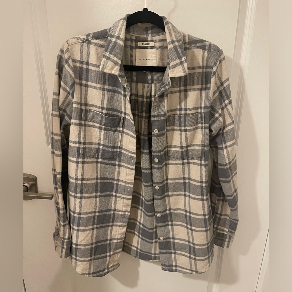Thread And Supply, Cotton Flannel Button Up Shirt, Size Small